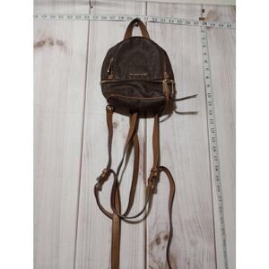 Michael Kors Backpack Rhea Small Mini Purse Bag Leather Gold Zip‎ Travel